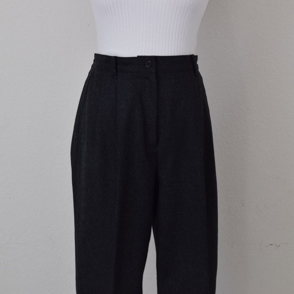 Vintage 90s Wool/Nylon Pleated Lined Trousers‎ size 8P Petite | 28-waist - Picture 3 of 10